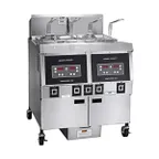 image of Henny Penny OFG322.05 Multiple Battery Natural Gas Fryer w/ (2) 65 lbs Frypots, Built-In Filtration,  Computron™ 1000