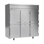 image of Beverage Air HF3HC-1HS 78" 3-Section Reach-In Freezer, 6 Half Solid Doors, Top Mount, 69.1 cu. ft., Stainless Steel Front