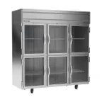 image of Beverage Air HFP3HC-1HG 78" 3-Section Reach-In Freezer, 6 Half Glass Doors, Top Mount, 69.1 cu. ft., Stainless Steel
