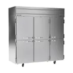 image of Beverage Air HFP3HC-1HS 78" 3-Section Reach-In Freezer, 6 Half Solid Doors, Top Mount, 69.1 cu. ft., Stainless Steel