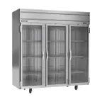 image of Beverage Air HFPS3HC-1G 78" 3-Glass Door Reach-In Freezer, Top Mounted, 69.1 cu. ft., Stainless Steel