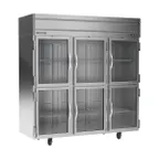 image of Beverage Air HFPS3HC-1HG 78" 3-Section Reach-In Freezer, 6 Half Glass Doors, Top Mounted, 69.1 cu. ft., Stainless Steel