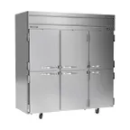 image of Beverage Air HFS3HC-1HS 78" 3-Section Reach-In Freezer, 6 Half Solid Doors, Top Mount, 69.1 cu. ft., Stainless Steel Front