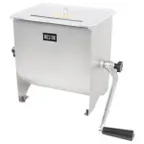 image of Hamilton Beach 36-1901-W Weston Manual Meat Mixer, 20 lb Capacity, Stainless Steel, 14.25" Width, Removable Paddles, Clear Plastic Cover