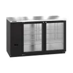 image of Hoshizaki BB59-G 59" Two Section Black 2 Swinging Glass Door Back Bar Cooler, 18.45 cu. ft.