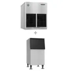 image of Hoshizaki F-801MWJ-C/B-300SF Water Cooled Nugget 632 lb Ice Machine with Bin, 300 lb Storage