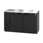image of Hoshizaki BB59 59" Two Section Black 2 Swinging Solid Door Back Bar Cooler, 18.56 cu. ft.