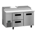 image of Hoshizaki PR60B-D2 60" 2-Section Refrigerated Pizza Prep Table, 2 Doors, 2 Drawers, 8 1/3 Size Pans