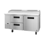image of Hoshizaki PR67A-D2 67" 2-Section Refrigerated Pizza Prep Table w/ 2 Drawers & 1 Door