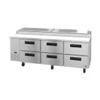 image of Hoshizaki PR93A-D6 93" 3-Section Refrigerated Pizza Prep Table w/ 6 Drawers, 30 cu. ft.