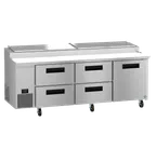 image of Hoshizaki PR93B-D4 93" 3-Section Refrigerated Pizza Prep Table w/ 1 Door & 4 Drawers