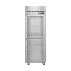 image of Hoshizaki R1A-HG 27" 1-Section Reach-In Refrigerator w/ 2 Glass Half Doors, Top Mounted, Stainless Steel, 23 cu. ft.