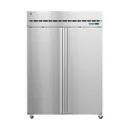 image of Hoshizaki R2A-FS 55" 2-Section Reach-In Refrigerator w/ 2 Solid Full Doors, Top Mounted, Stainless Steel, 50 cu. ft.