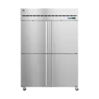 image of Hoshizaki R2A-HS 55" 2-Section Reach-In Refrigerator w/ 4 Solid Half Doors, Top Mounted, Stainless Steel, 50 cu. ft.