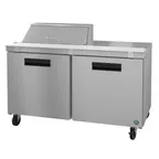 image of Hoshizaki SR60B-8 60" Two Section Sandwich / Salad Prep Table w/ 2 Doors, 8 Pans