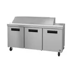 image of Hoshizaki SR72B-16 72" Three Section Sandwich / Salad Prep Table w/ 3 Doors, 16 Pans