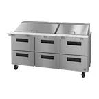 image of Hoshizaki SR72B-30MD6 72" Mega Top Sandwich / Salad Prep Table w/ 6 Drawers, 30 Pans