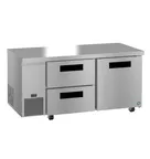 image of Hoshizaki ULR67B-D2 67" 1-Door 2-Drawer Undercounter Refrigerator, Stainless Steel, 19.97 cu. ft.