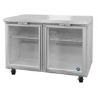 image of Hoshizaki UR48B-GLP01 48" 2-Section Undercounter Refrigerator w/ 2 Glass Doors, 13.66 cu. ft.