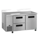 image of Hoshizaki WLR60B-D2 60" 2-Section Worktop Refrigerator w/ 1 Door & 2 Drawers, 17.22 cu. ft.