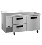image of Hoshizaki WLR67B-D2 67" 2-Section Worktop Refrigerator w/ 1 Door & 2 Drawers, 19.97 cu. ft.