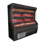image of Howard-McCray R-M32E-4-B-LED Vertical Open Air Curtain Meat Merchandiser in Black, Remote Refrigeration, 3 Shelves, w/ LED Lighting
