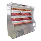 image of Howard-McCray R-M32E-6-S-LED 74'' Vertical Open Air Curtain Meat Merchandiser, Stainless Steel, Remote
