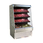 image of Howard-McCray R-OM30E-3L-S-LED 39'' Vertical Meat Open Air Merhandiser, Stainless Steel, Remote Refrigeration, 2 Shelves, w/ LED Lighting 
