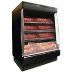 image of Howard-McCray R-OM35E-4L-LB-B 51" Vertical Packaged Meat Low-Base Open Merhandiser in Black, Remote Refrigeration, 3 Shelves, w/ LED Lighting