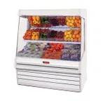 image of Howard-McCray R-OM35E-4L-LED 51" Vertical Packaged Meats Open Merhandiser in White, Remote Refrigeration, 2 Shelves, Low Profile, w/ LED Lighting