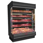 image of Howard-McCray R-OM35E-6-LB-B 75" Vertical Packaged Meats Low-Base Open Merhandiser in Black, Remote Refrigeration, 4 Shelves, w/ LED Lighting