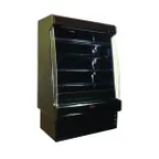 image of Howard-McCray R-OM35E-6S-B-LED 75" Vertical Packaged Meats Open Merhandiser in Black, Remote Refrigeration, 4 Shelves, w/ LED Lighting, Sloped End Panels
