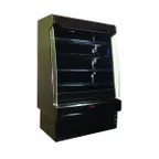 image of Howard-McCray R-OM35E-8S-B-LED 99" Vertical Packaged Meats Open Merhandiser in Black, Remote Refrigeration, 4 Shelves, w/ LED Lighting, Sloped End Panels