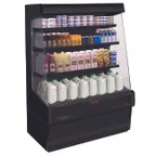 image of Howard-McCray SC-OD30E-3-SW-B 39" Horizontal Multi-Purpose Open Merchandiser in Black, Self-Contained, 3 Shelves, w/ Rear Hinged Doors