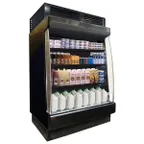 image of Howard-McCray SC-OD35E-4L-LB-B 51" Vertical Multi-Purpose Low-Base Open Merchandiser in Black, Self-Contained, 3 Shelves, w/ LED Lighting