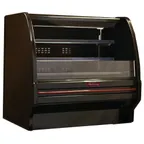 image of Howard-McCray SC-OD40E-4L-B-LED 51'' Horizontal Dairy Curved End Open Merchandiser in Black, Self-Contained, 2 Shelves w/ LED Ligting