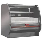 image of Howard-McCray SC-OD40E-4L-S-LED 51'' Horizontal Dairy Curved End Open Merchandiser, Stainless Steel, Self-Contained, 2 Shelves w/ LED Ligting