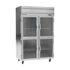 image of Beverage Air HRP2HC-1HG, 52" 2-Section Reach-In Refrigerator w/ 4 Glass Half Doors, Top Mounted, 1/3 hp, 47 cu. ft.
