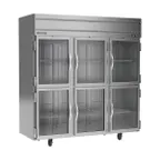 image of Beverage Air HRS3HC-1HG 78" 3-Section Reach-In Refrigerator w/ 6 Glass Half Doors, Top Mounted, 1/3 hp, 71.5 cu. ft.