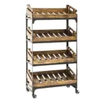 image of Hubert 13654 Vintage Black Iron 4-Tier Farmer's Crate Display Rack / Cart