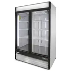 image of Hubert 13825 48 cu ft 2‑Section Glass Door Freezer Merchandiser, Black Steel