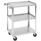 image of Hubert 16391 3-Shelf Stainless Steel Utility Cart - 38" x 20" x 38"