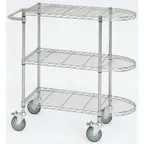 image of Hubert 17621 3-Shelf Wire Cart with Handle, 500 lb. Capacity - 36" X 18" X 39-1/2"H