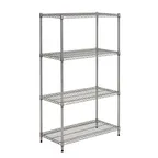 image of Hubert 19247 Stationary 4-Shelf Chrome Plated Wire Shelving Unit - 60"W x 24"D x 72"H