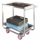 image of Hubert 21379 2-Shelf Stainless Steel Utility Cart w/ 1100 Lb. Capacity - 38" x 20" x 38"