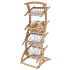 image of Hubert 24246 Wood 4-Tier Merchandising & Display Rack / Cart - 25-1/2" x 22-3/4" x 61"H