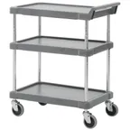 image of Hubert 25049 Polypropylene 3-Shelf Utility Cart w/ 300 lb. Capacity - 29-1/4" x 17" x 35-1/4"H