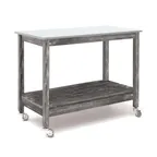 image of Hubert 26615 Table - 48" x 24" x 37" H 2‑Shelf, 22‑1/2" Spacing, Metal Top, Solid Pine, Rustic Grey