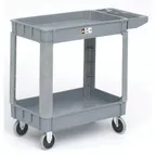 image of Hubert 28762 Grey 3-Shelf Plastic Small Utility Tub Cart w/ Handle - 31"L x 17 1/3"W x 33 1/2"H