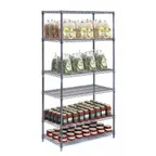 image of Hubert 33543 Mobile Flint Metal 4-Shelf Wire Shelving Unit - 60"W x 24"D x 80"H